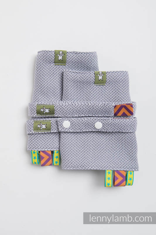 Lenny Lamb - Drool Pads & Reach Straps Set LITTLE HERRINGBONE GREY