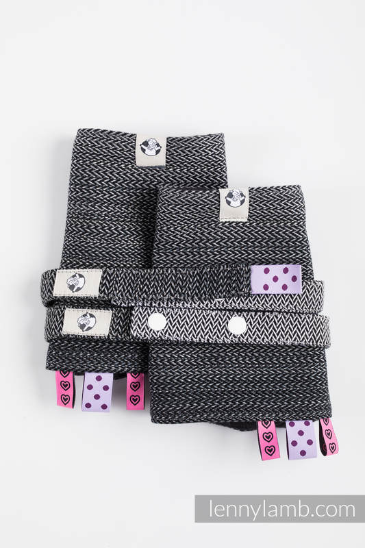 Lenny Lamb - Drool Pads & Reach Straps Set LITTLE HERRINGBONE OMBRE GREY