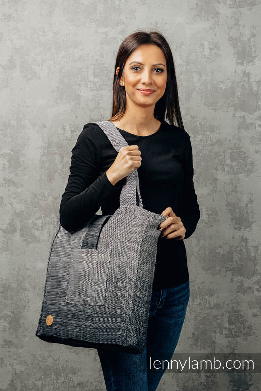 Lenny Lamb - Shoulder bag made of wrap fabric (100% cotton) - LITTLE HERRINGBONE OMBRE GREY - standard size 37cmx37cm LITTLE HERRINGBONE OMBRE GREY