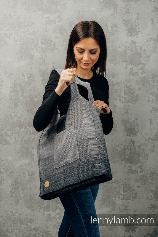 Lenny Lamb - Shoulder bag made of wrap fabric (100% cotton) - LITTLE HERRINGBONE OMBRE GREY - standard size 37cmx37cm LITTLE HERRINGBONE OMBRE GREY