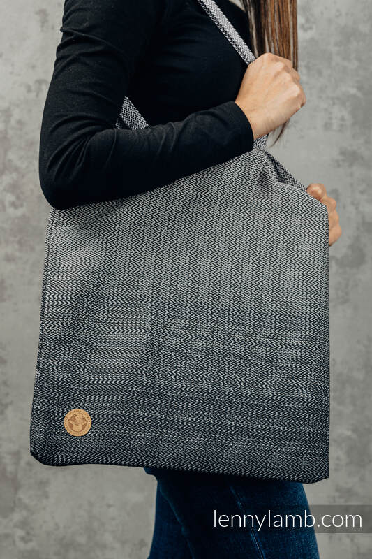 Lenny Lamb - Shopping bag made of wrap fabric (100% cotton) - LITTLE HERRINGBONE OMBRE GREY  LITTLE HERRINGBONE OMBRE GREY