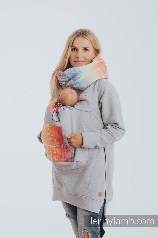 Lenny Lamb - Babywearing Sweatshirt 3.0 - Gray Melange with Symphony Rainbow Light - size XL XL