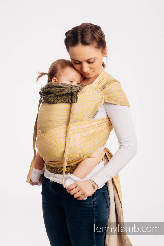 Lenny Lamb - WRAP-TAI carrier Mini with hood/ jacquard twill / 100% cotton - BIG LOVE - OMBRE YELLOW WRAP TAI BIG LOVE OMBRE YELLOW