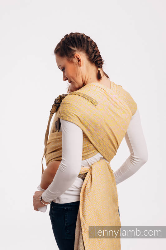 Lenny Lamb - WRAP-TAI carrier Mini with hood/ jacquard twill / 100% cotton - BIG LOVE - OMBRE YELLOW WRAP TAI BIG LOVE OMBRE YELLOW