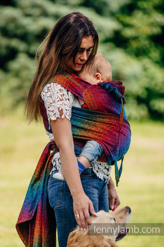 Lenny Lamb - WRAP-TAI carrier Mini with hood/ jacquard twill / 100% cotton / BIG LOVE RAINBOW DARK WRAP TAI BIG LOVE RAINBOW DARK