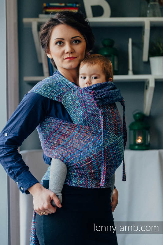 Lenny Lamb - WRAP-TAI carrier Mini with hood/ jacquard twill / 100% cotton / BIG LOVE - SAPPHIRE  WRAP TAI BIG LOVE SAPPHIRE