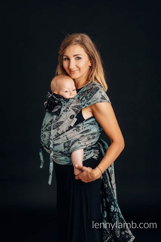 Lenny Lamb - WRAP-TAI carrier Mini with hood/ jacquard twill / 60% cotton 28% linen 12% tussah silk - DRAGONFLY - TWO ELEMENTS WRAP TAI DRAGONFLY TWO ELEMENTS