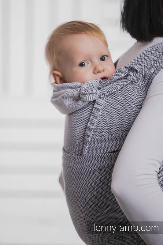 Lenny Lamb - WRAP-TAI carrier Mini with hood/ herringbone twill / 100% cotton / LITTLE HERRINGBONE GREY  WRAP TAI LITTLE HERRINGBONE GREY