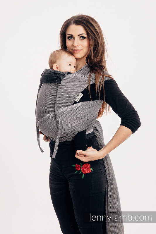 Lenny Lamb - WRAP-TAI carrier Mini with hood/ herringbone twill / 100% cotton / LITTLE HERRINGBONE OMBRE GREY  WRAP TAI LITTLE HERRINGBONE OMBRE GREY