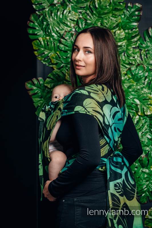 Lenny Lamb - WRAP-TAI carrier MINI with hood/ jacquard twill / 100% cotton - MONSTERA WRAP TAI MINI MONSTERA