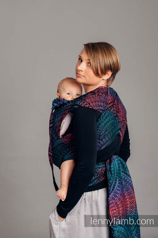 Lenny Lamb - WRAP-TAI carrier Mini with hood/ jacquard twill / 60%  combed cotton WRAP TAI PEACOCK S TAIL BLACK OPAL