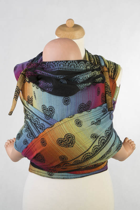 Lenny Lamb - WRAP-TAI carrier Mini with hood/ jacquard twill / 100% cotton / RAINBOW LACE DARK  WRAP TAI RAINBOW LACE DARK