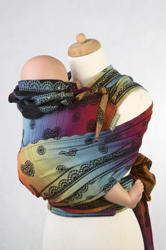 Lenny Lamb - WRAP-TAI carrier Mini with hood/ jacquard twill / 100% cotton / RAINBOW LACE DARK  WRAP TAI RAINBOW LACE DARK