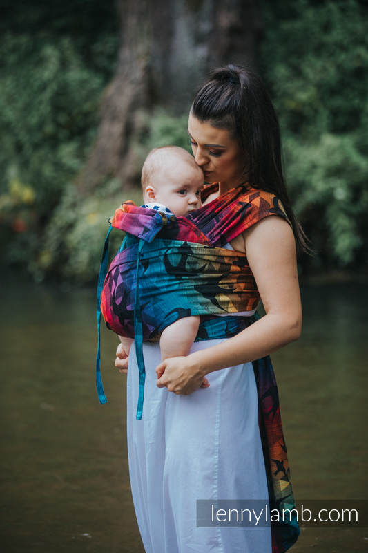 Lenny Lamb - WRAP-TAI carrier Mini with hood/ jacquard twill / 100% cotton / SWALLOWS RAINBOW DARK WRAP TAI SWALLOWS RAINBOW DARK