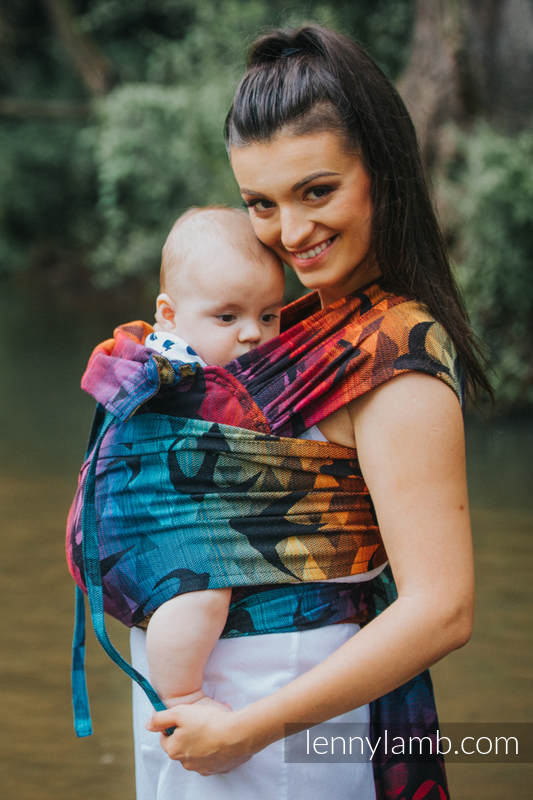 Lenny Lamb - WRAP-TAI carrier Mini with hood/ jacquard twill / 100% cotton / SWALLOWS RAINBOW DARK WRAP TAI SWALLOWS RAINBOW DARK