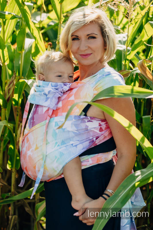 Lenny Lamb - WRAP-TAI carrier Mini with hood/ jacquard twill / 100% cotton / SWALLOWS RAINBOW LIGHT WRAP TAI SWALLOWS RAINBOW LIGHT