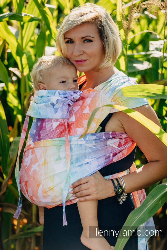 Lenny Lamb - WRAP-TAI carrier Mini with hood/ jacquard twill / 100% cotton / SWALLOWS RAINBOW LIGHT WRAP TAI SWALLOWS RAINBOW LIGHT