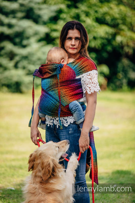 Lenny Lamb - WRAP-TAI carrier Toddler with hood/ jacquard twill / 100% cotton / BIG LOVE RAINBOW DARK WRAP TAI BIG LOVE RAINBOW DARK