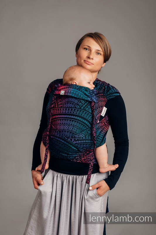 Lenny Lamb - WRAP-TAI carrier Toddler with hood/ jacquard twill / 60%  combed cotton WRAP TAI PEACOCK S TAIL BLACK OPAL