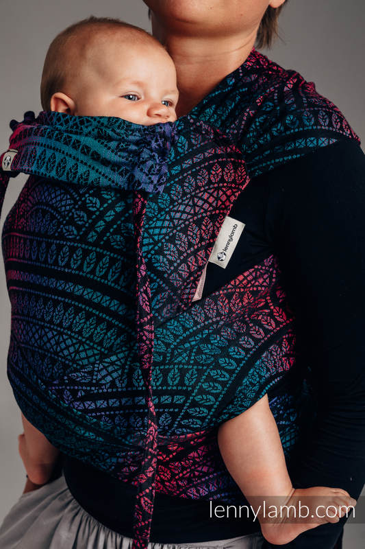 Lenny Lamb - WRAP-TAI carrier Toddler with hood/ jacquard twill / 60%  combed cotton WRAP TAI PEACOCK S TAIL BLACK OPAL