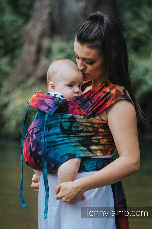 Lenny Lamb - WRAP-TAI carrier Toddler with hood/ jacquard twill / 100% cotton / SWALLOWS RAINBOW DARK WRAP TAI SWALLOWS RAINBOW DARK