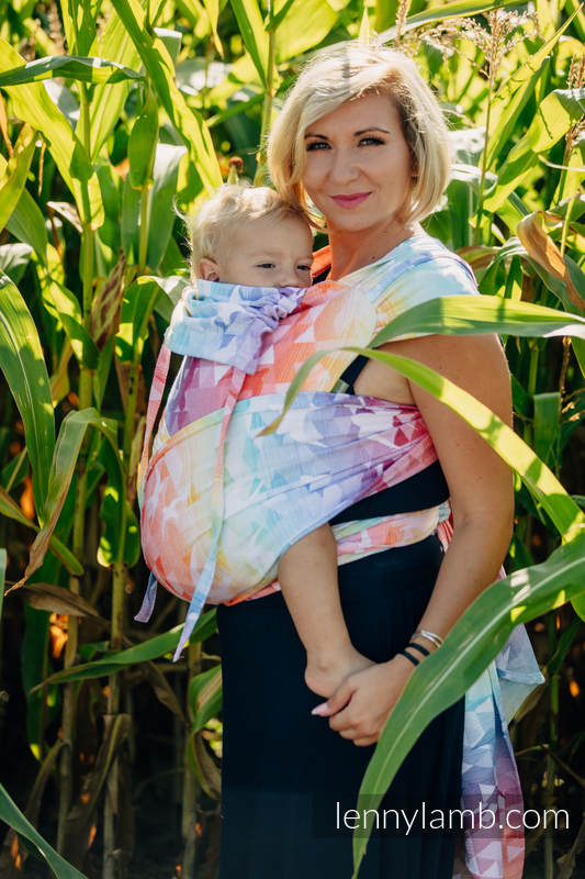 Lenny Lamb - WRAP-TAI carrier Toddler with hood/ jacquard twill / 100% cotton / SWALLOWS RAINBOW LIGHT WRAP TAI SWALLOWS RAINBOW LIGHT