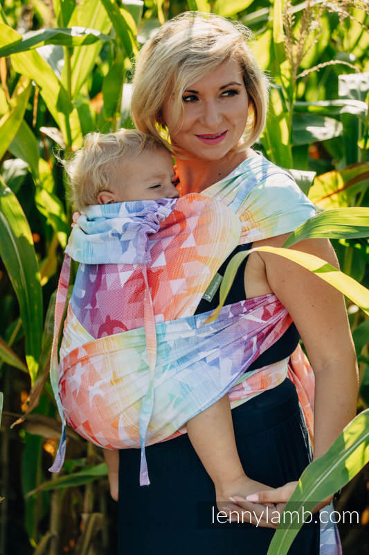 Lenny Lamb - WRAP-TAI carrier Toddler with hood/ jacquard twill / 100% cotton / SWALLOWS RAINBOW LIGHT WRAP TAI SWALLOWS RAINBOW LIGHT